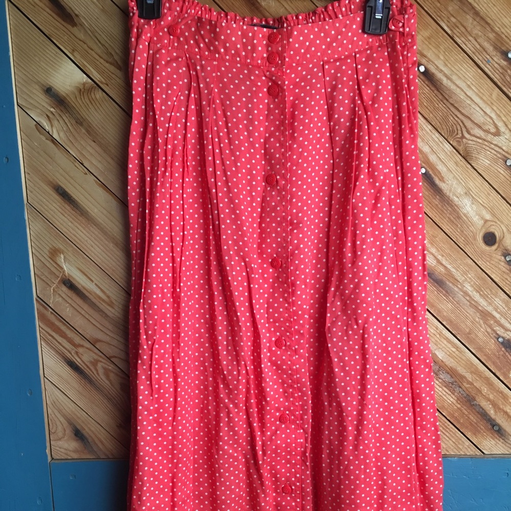 Vintage Chaus button midi polka dot skirt